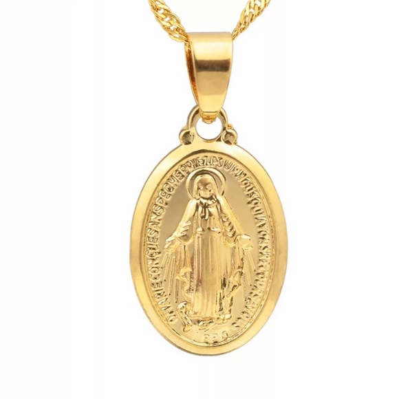 Gold chain necklace Virgin Mary pendant necklace - Picture 5 of 5